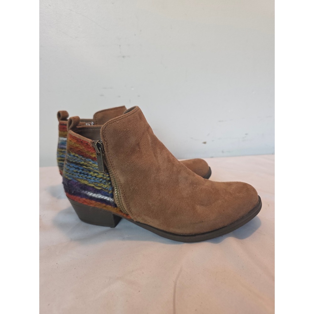 Sonoma Goods for Life Womens Cognac Brown Faux Suede Woven Heel Ankle Boots 7M